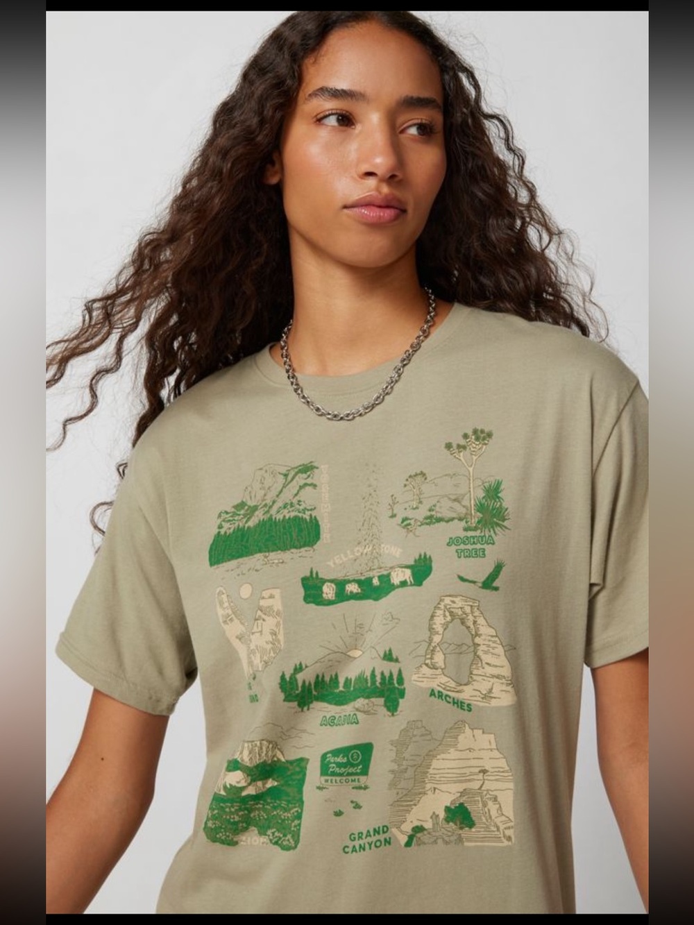 Parks Project National Parks Oversized Graphic Tee Tan Green